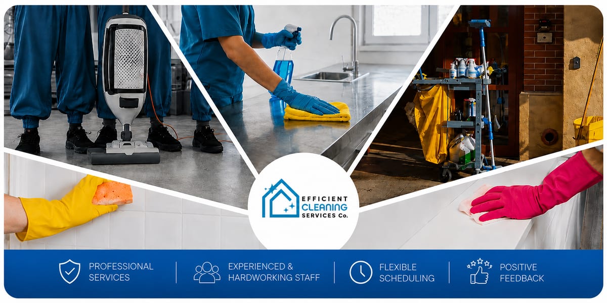 Efficient Cleaning Services team at work across homes, offices and facilities